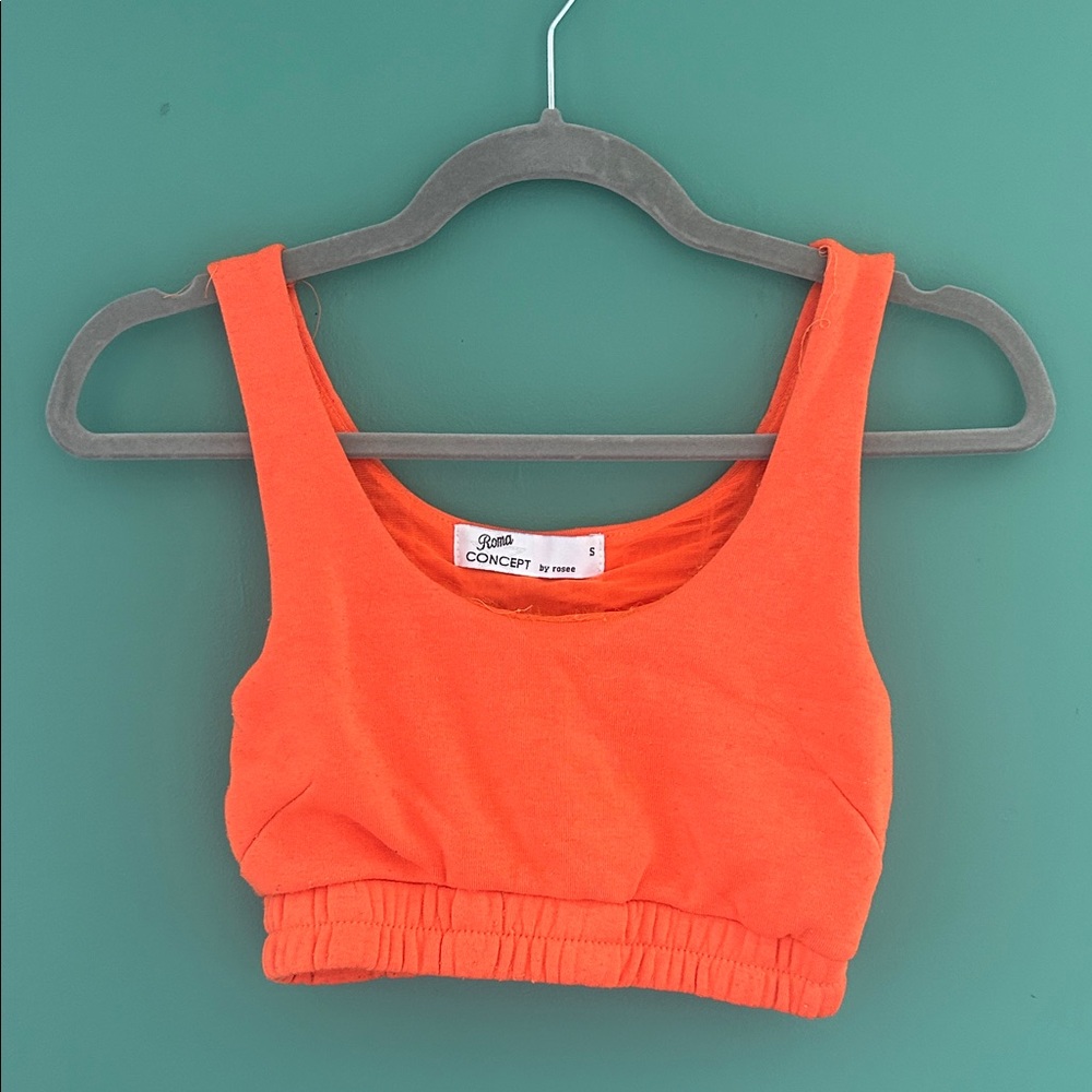Neon orange sports bra